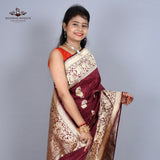 Brown Katan Silk Handwoven Banarasi Saree