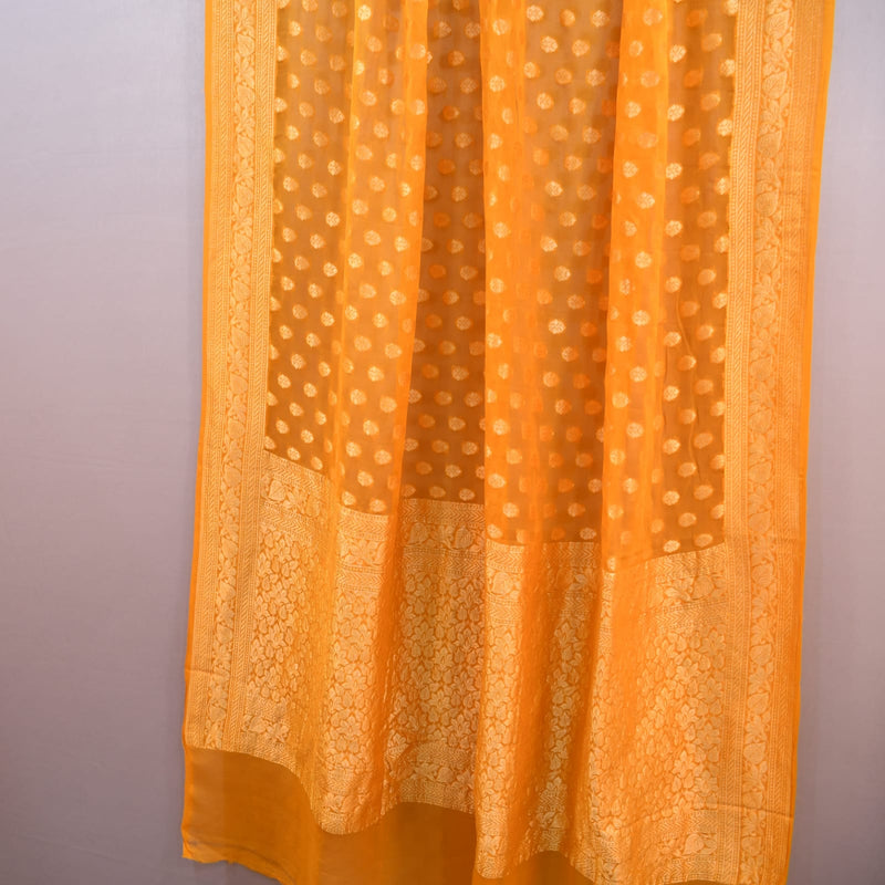 Pure Chiffon Georgette Handwoven Banarasi Saree