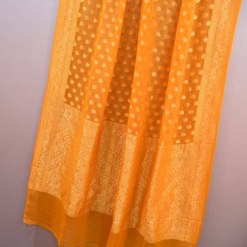 Pure Chiffon Georgette Handwoven Banarasi Saree