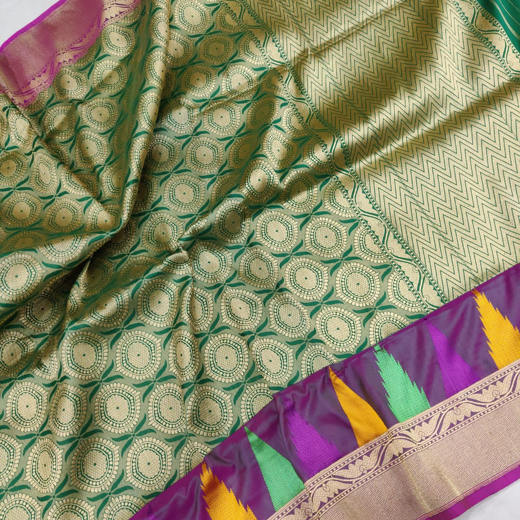 Green Colour Katan Silk Handwoven Banarasi Saree