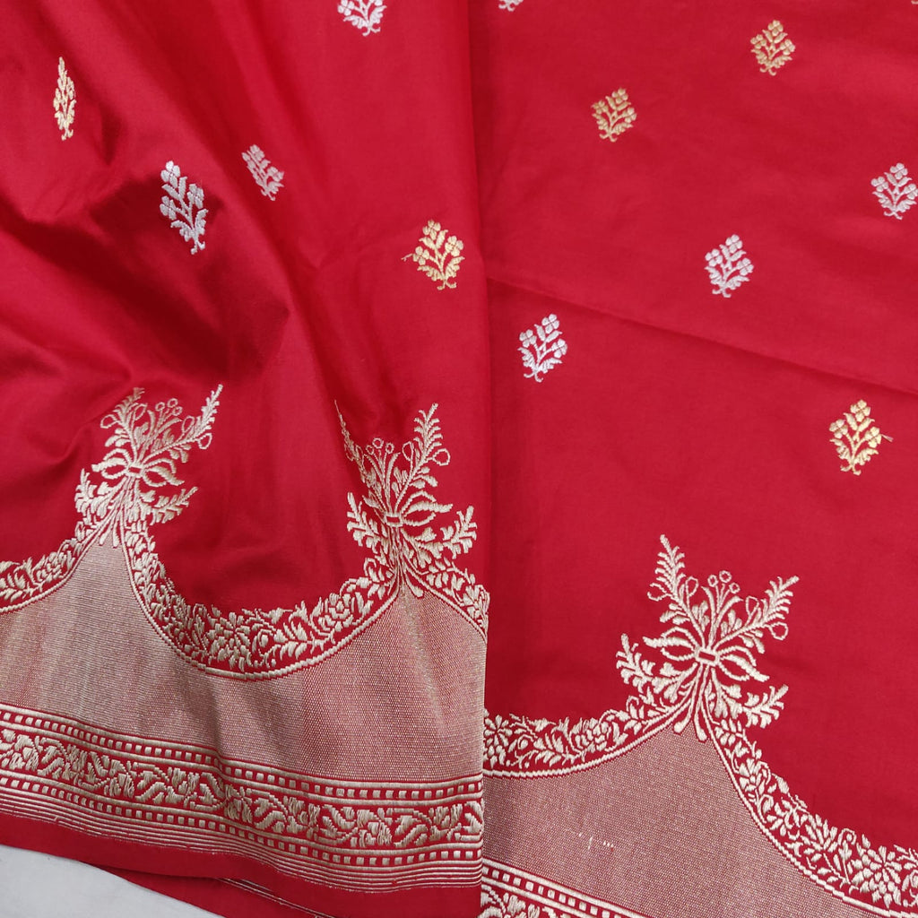 Red Color Katan Silk Handwoven Banarasi Saree
