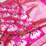 Pink Colour Katan Silk Handwoven Banarasi Jungla Saree