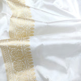 White Katan Silk Handwoven Banarasi Saree