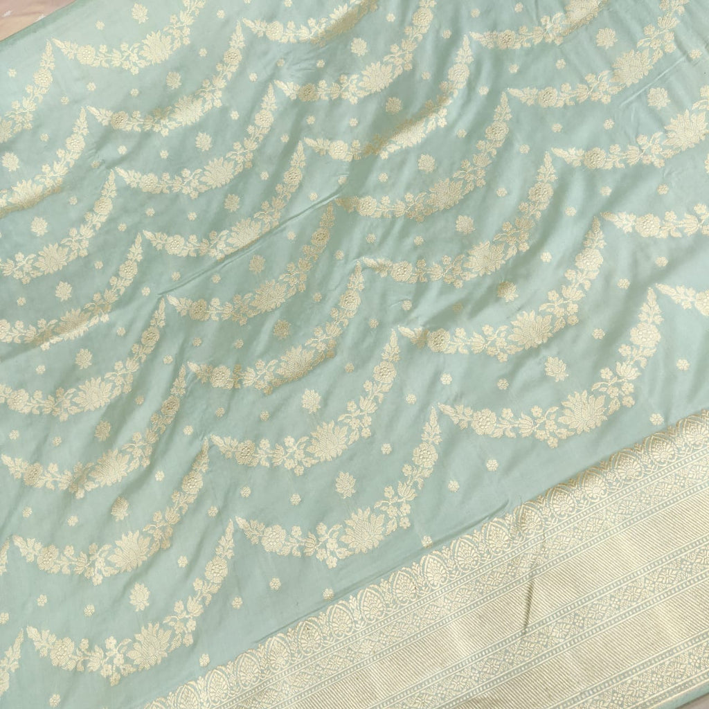 Powder Blue Banarasi Katan Silk Lehenga
