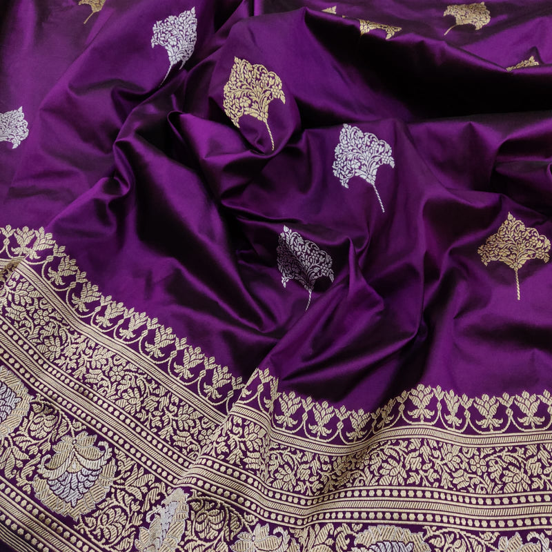 Purple Colour Katan Silk Handwoven Banarasi Saree
